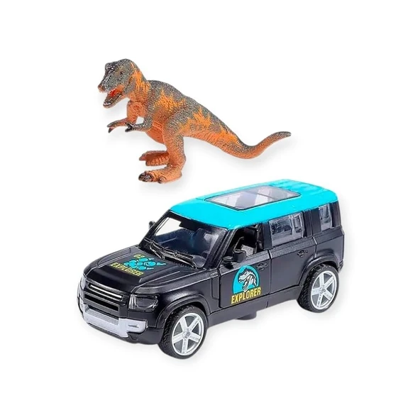 Çek Bırak Araç ve Dinazor  Oyun Seti - 6843-2D- Mavi
