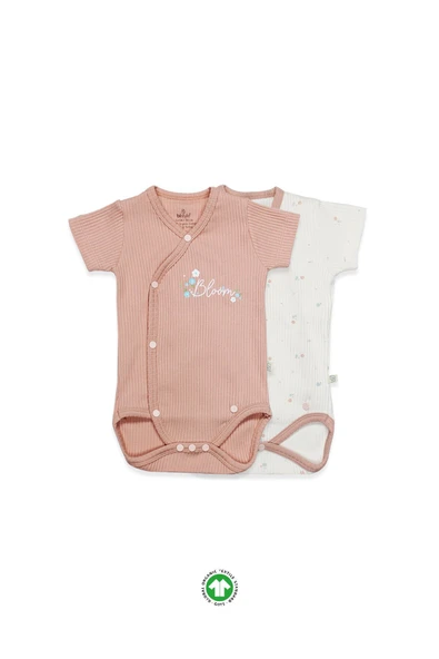 Bistyle Bloom Rose 2'li Yarım Kol Badi 17119 Ekru Gül Kurusu