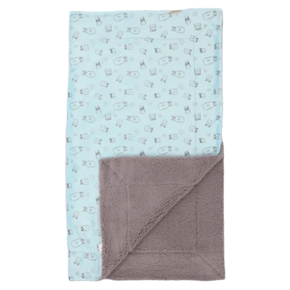 Bebitof Baykuş Desenli Battaniye 95072 Mavi