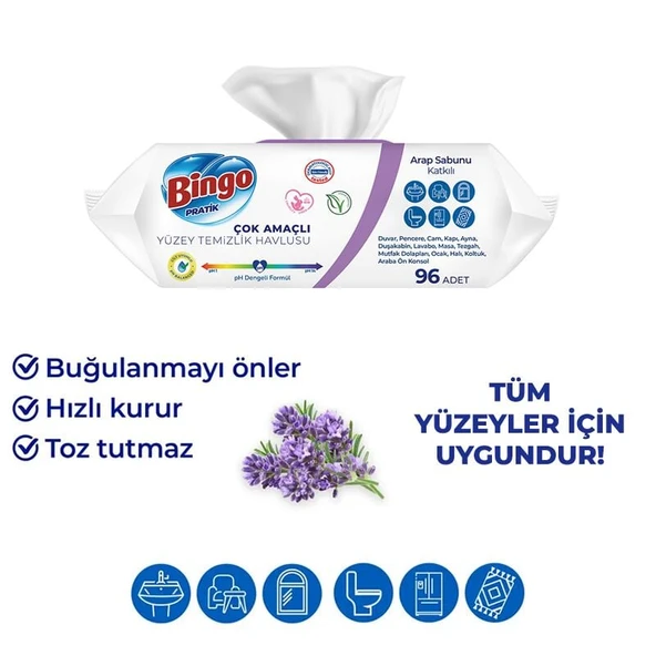 Bingo Yüzey Temizlik Havlusu 96 Adet Arap Sabunlu - 3