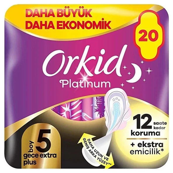 Orkid Ultra Platinum Gece Ekstre Plus Ped 20'Li