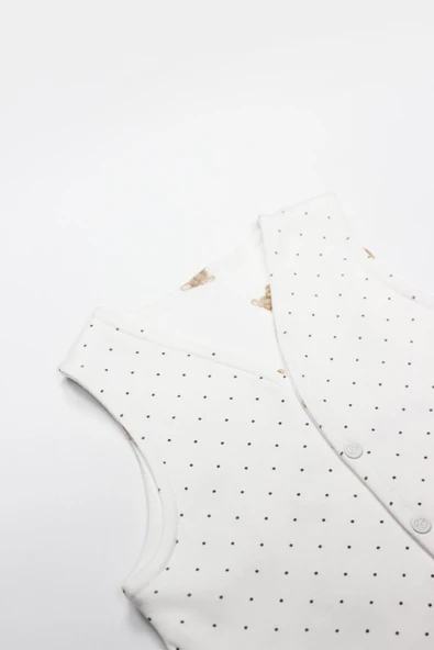 Bistyle I Am So Bear Çift Taraflı Bebe Yelek 18103 Bej Ekru - 2