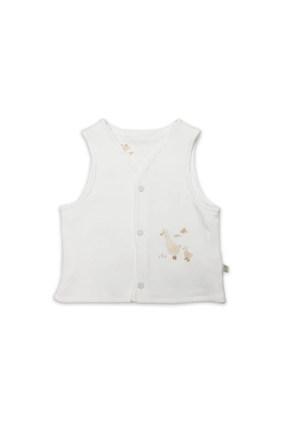 Bistyle Yelek Çift Taraflı Welcome Baby Duck 18104 Sarı-Ekru