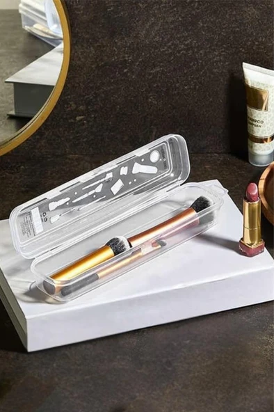 2’li Makyaj Aksesuar Kutusu Seti, Makyaj Takı Kozmetik Fırça Macun Tıraş Taşınabilir Saklama Kabı - Resim 5