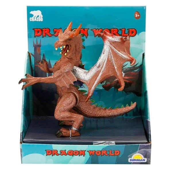 Standlı Ejderha Figürü 13 cm - Kahverengi - 3