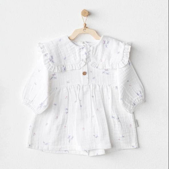 Andywawa AC25585 Magical Butterfly Müslin Bebek Elbise White ürün görseli