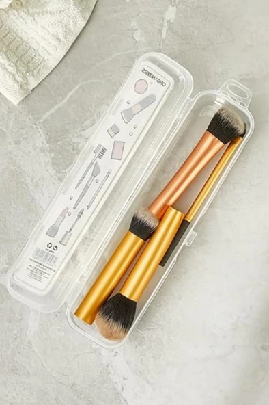 2’li Makyaj Aksesuar Kutusu Seti, Makyaj Takı Kozmetik Fırça Macun Tıraş Taşınabilir Saklama Kabı - Resim 4