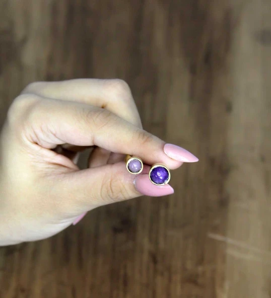 Ametist Pembe Kuvars Doğal Taş Ayarlanabilir Kadın Yüzük Aşk Ve Enerji Taşı euy15pa - Resim 3