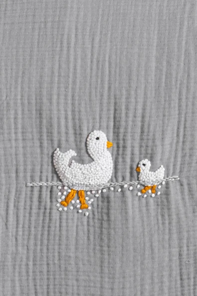 Kanz 4 Kat Hand Made Fırfırlı Müslin Örtü Seti Knz-020 Gri - 4