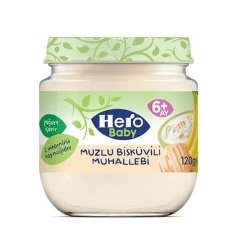 Hero Baby Muzlu Bisküvili Muhallebi Kavanoz Mama 120 Gr