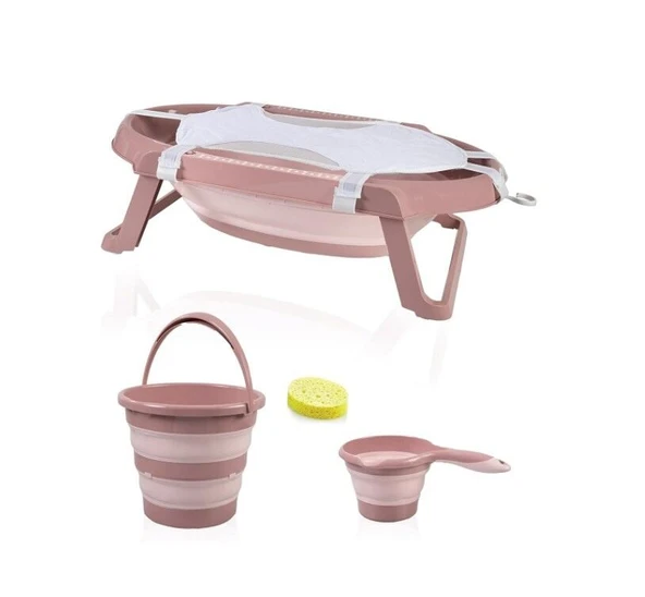 BabyJem Katlanır Banyo 5'Li Küvet Seti 596 Somon