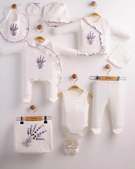 Eda Baby Lavanta Desenli 10'lu Set Hastane Çıkışı EDA.BYZ.5457