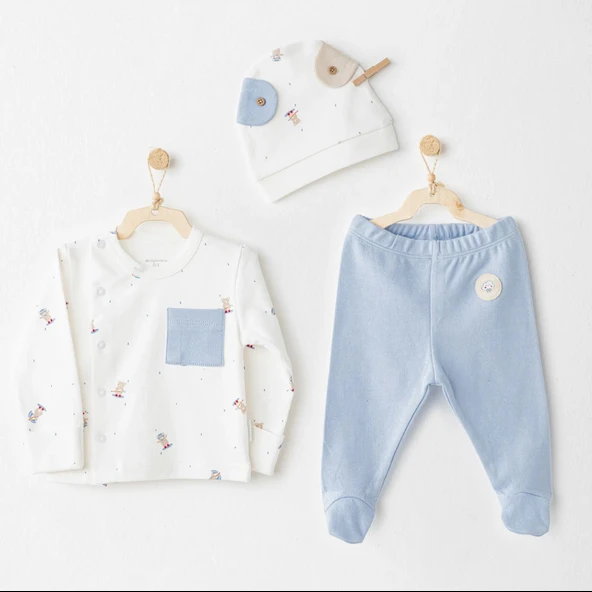 Andywawa AC26073 Hat Set Rainbow 3'lü Zıbın Takım Blue