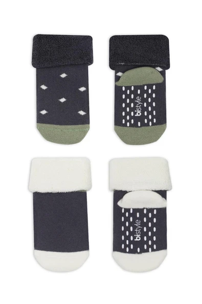 Bistyle Puanlı Kaymaz Havlu Soket Çorap 2'Li BS10502 Antrasit - 2
