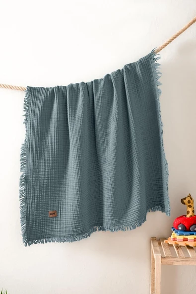 Kanz Bebek 4 Kat Müslin Örtü Knz-027 İndigo
