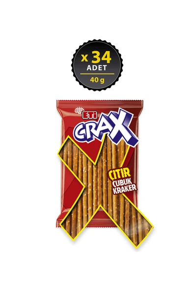 ETİ Crax Sade Çubuk Kraker 40 g x 34 Adet ürün görseli