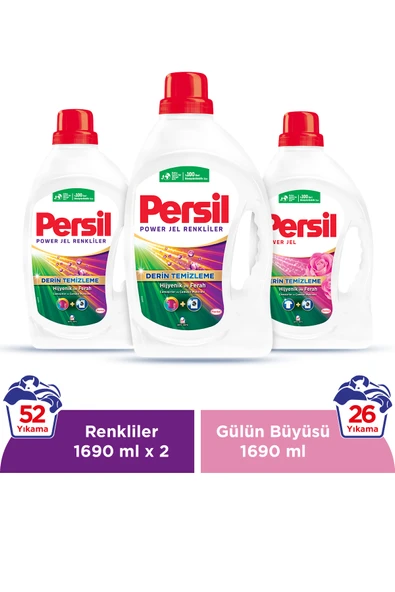 Persil Sıvı Çamaşır Deterjanı 3 x 1690ml (52 Yıkama Color + 26 Yıkama Gülün Büyüsü) ürün görseli 1
