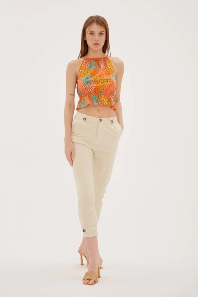 FASHION FRIENDS KADIN PAÇASI DÜĞME DETAYLI PANTOLON 25Y0312K1 - 2