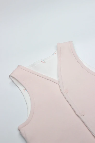 Bistyle Grow İn Love Çift Taraflı Bebe Yelek 18102 Pembe Ekru - 2