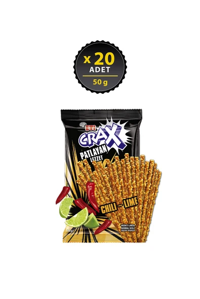 ETİ Crax Patlayan Lezzet Chili Lime Çubuk Kraker 50 g x 20 Adet ürün görseli 1
