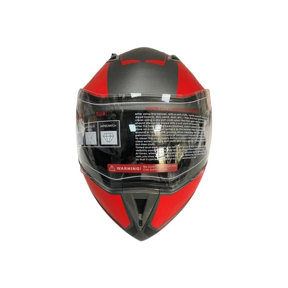 JK20 Çene Açılır Güneş Vizörlü Motosiklet Kaskı Kırmızı XL Beden Baş Çevresi: 61-62CM - Resim 8