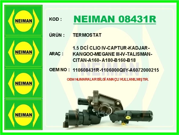 TERMOSTAT 83 C RENAULT SYMBOL 3 2014 MEGANE 4 2016 CLIO 4 2012 CAPTUR 2013 DUSTER 2012 DOKKER 2012 1. 5DCI K9K 110608431R 1106000Q0Y