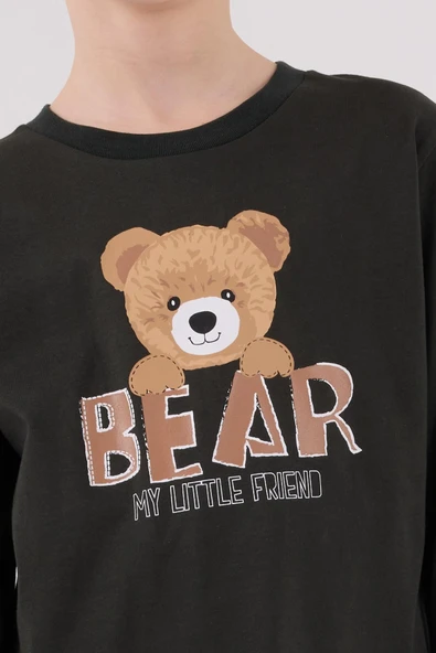 Arnetta Garson Erkek Çocuk Aile Bear My Little Friend %100 Pamuklu 4 Mevsim Uzun Kollu Pijama Takım - 6