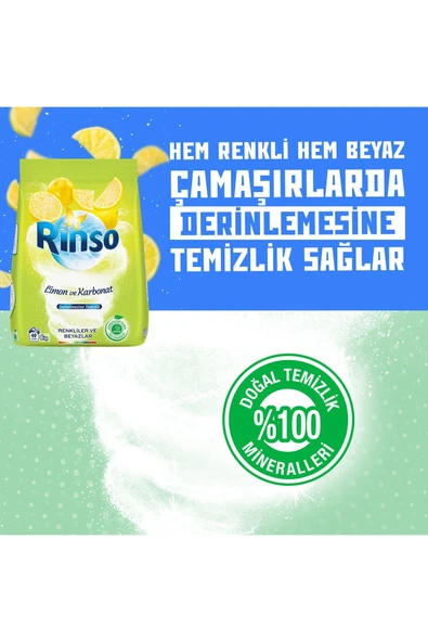 RİNSO Limon ve Karbonat Renkliler ve Beyazlar İçin Toz Çamaşır Deterjanı 6 kg 40 Yıkama - Resim 4