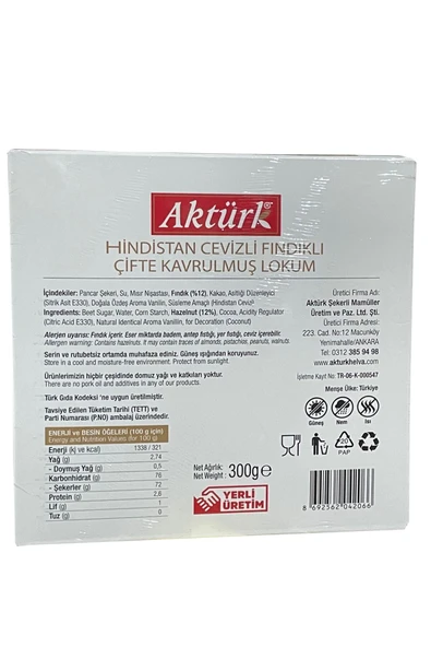 Fındıklı Hindistan Cevizli Çifte Kavrulmuş Lokum 300 Gr. X 3 Adet - Resim 2