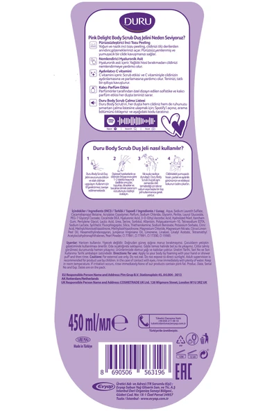 DURU Body Scrub Duş Jeli Pink Delight 2x450ml - 6