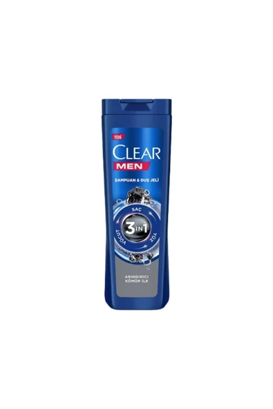 CLEAR Men 3 in 1 Şampuan & Duş Jeli Arındırıcı Kömür 350 ml ürün görseli 1