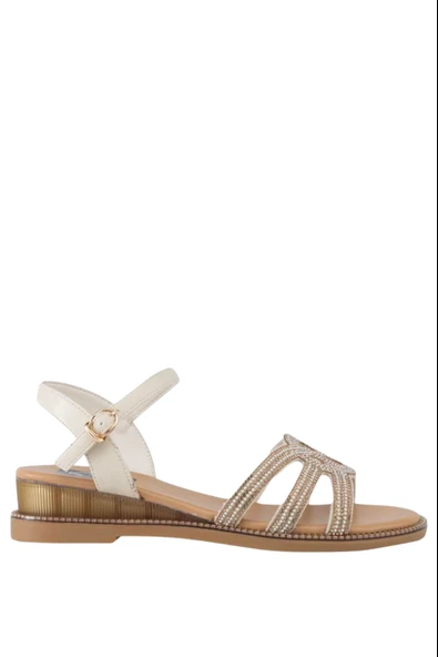 Stato Kadın Beyaz Taşlı Sandalet - Resim 5
