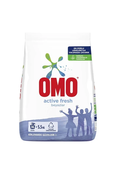 OMO Matik Active Fresh Beyazlar Için Toz Çamaşır Deterjanı 5500 G - Resim 2
