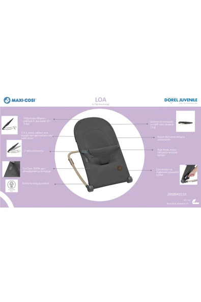 MAXİ-COSİ Loa Ev Tipi Sallanan Yükseklik Ayarlı Ana Kucağı Beyond Grey Eco - Resim 3