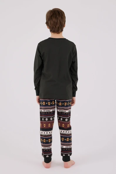 Arnetta Garson Erkek Çocuk Aile Bear My Little Friend %100 Pamuklu 4 Mevsim Uzun Kollu Pijama Takım - 15