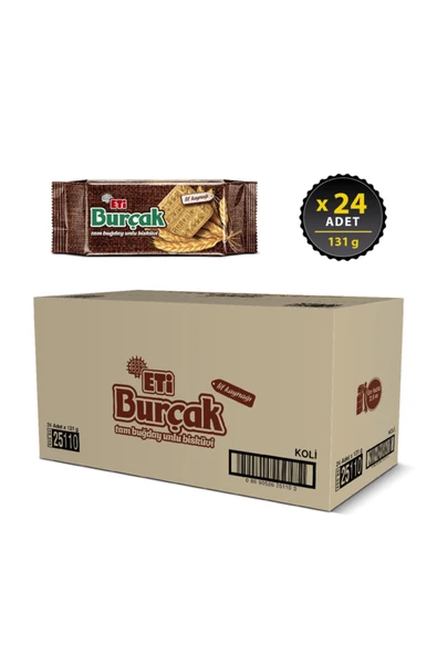 ETİ Burçak Tam Buğday Unlu Bisküvi 131 g x 24 Adet - Resim 2