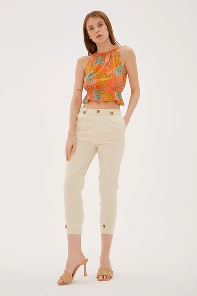 FASHION FRIENDS KADIN PAÇASI DÜĞME DETAYLI PANTOLON 25Y0312K1 - 4