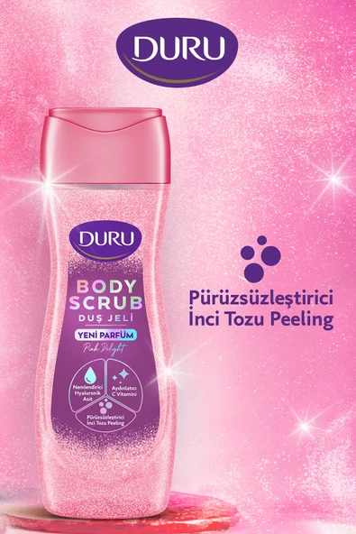 DURU Body Scrub Duş Jeli Pink Delight 2x450ml - 3