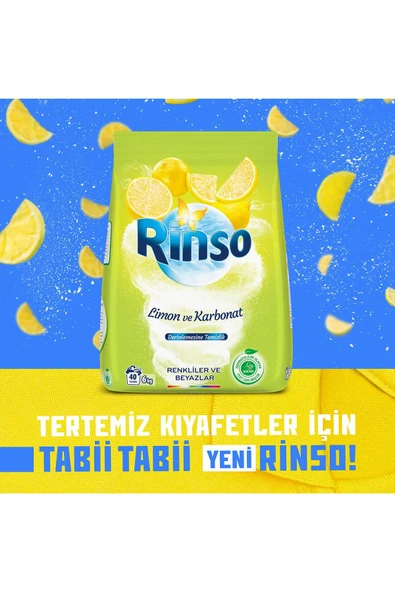 RİNSO Limon ve Karbonat Renkliler ve Beyazlar İçin Toz Çamaşır Deterjanı 6 kg 40 Yıkama - Resim 3