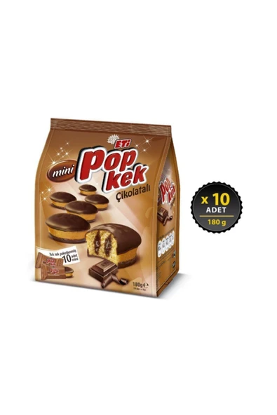 ÜLKER Popkek Mini Çikolatalı Kek 180 g x 10 Adet ürün görseli