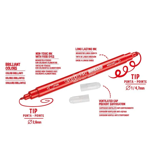 Carioca Birello Süper Yıkanabilir Çift Taraflı Keçeli Boya Kalemi 12li - Resim 3