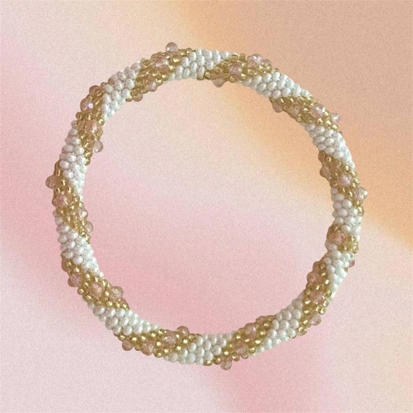 Pofuduk El İşçiliği Kristal Kadın Bileklik Sarmal BLKS2 - Resim 3