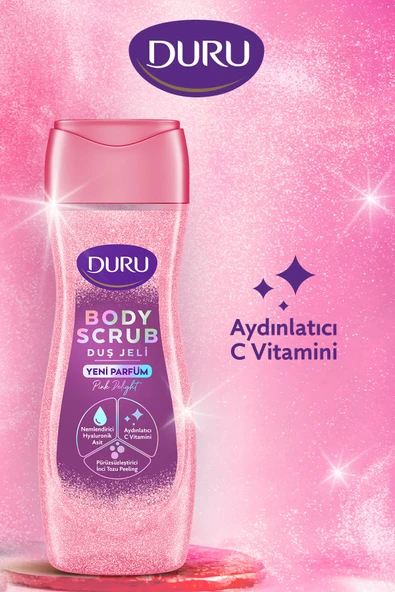 DURU Body Scrub Duş Jeli Pink Delight 2x450ml - 4