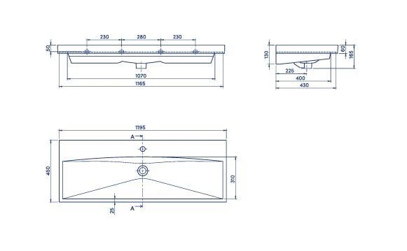 Turkuaz Elite Etajer Uyumlu Lavabo 120*45 cm - Resim 3