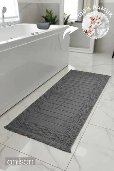 Aflora Antrasit Ayak Havlusu - 60x130Cm, 690Gr, %100 Pamuk, Spa Ve Otel Banyo Paspası, Günlük Kullanıma Uygun