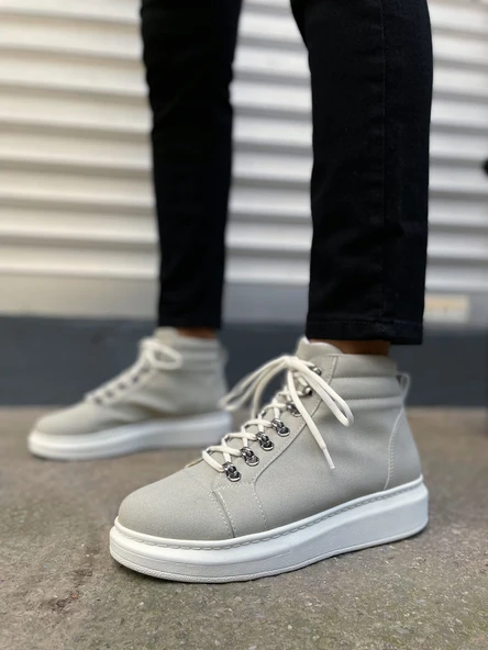 JET-206 Ottawa Bağcıklı Ortopedik Taban Süet Erkek Spor Bot SBT - Gri - Resim 3