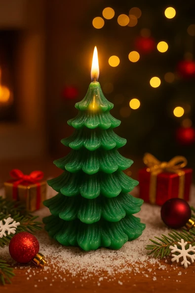 2’li Yılbaşı Temalı Masa ve Ev Dekoru Kozalak ve Çam Ağacı Temalı Doğal Mum Yılbaşı Hediye Seti - Resim 6