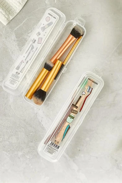 2’li Diş Bakım ve Makyaj Kutusu Seti, Fırça Macun Traş Makyaj Takı Kozmetik Aksesuar Saklama Kabı - Resim 4