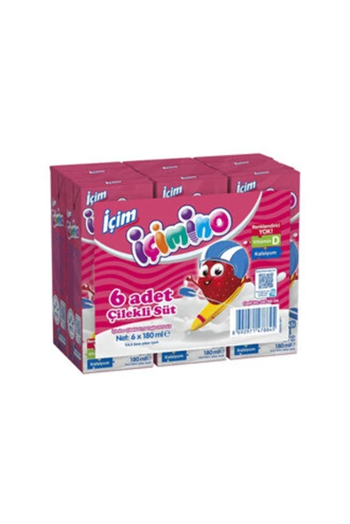 ÜLKER İçimino Çilekli Süt 6X180ml ( 1 ADET ) ürün görseli