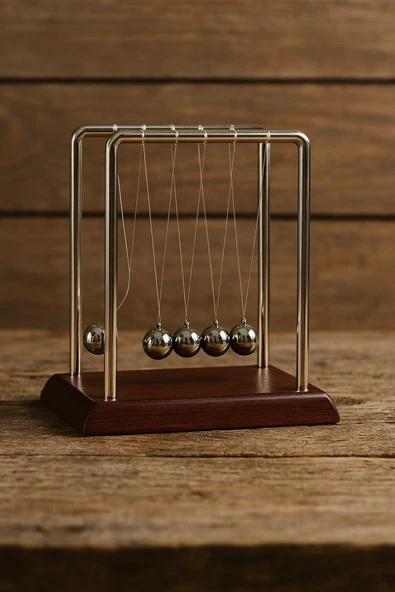 İsim Yazılı Kişiye Özel Newton Sarkaçı Metal Denge Topu Masaüstü Ofis Şık Dekoratif Hediye Orta Boy - Resim 4